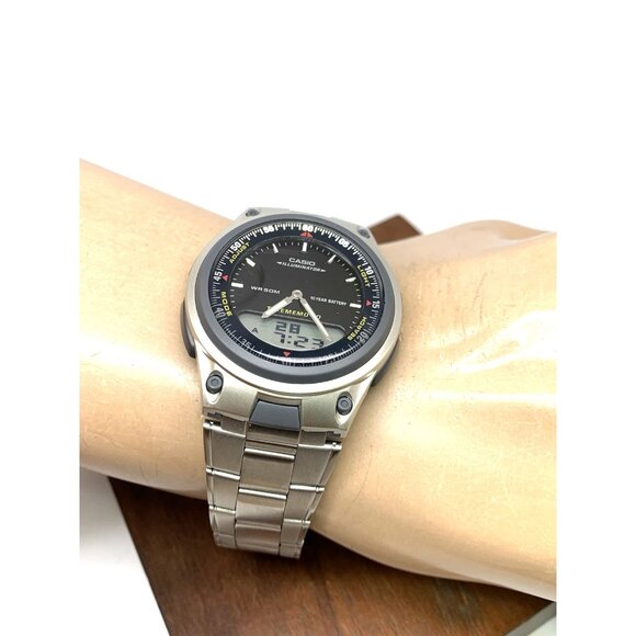 Casio Mens Watch AW80D Illuminator Quartz Black Analog Digital Silver Steel 2747 - Picture 6 of 16